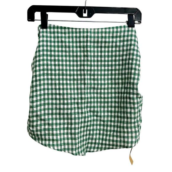 NWT Reformation Dillon Linen Top Green Gingham Size 10 Handkerchief Strapless - Picture 2 of 4